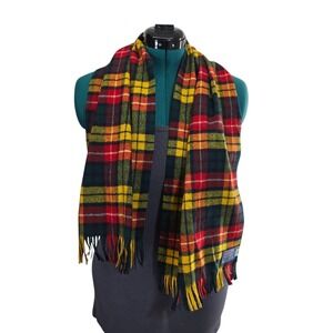 Pendleton Vintage 100% Virgin Wool Plaid Scarf Fringe‎ Made in the USA Unisex